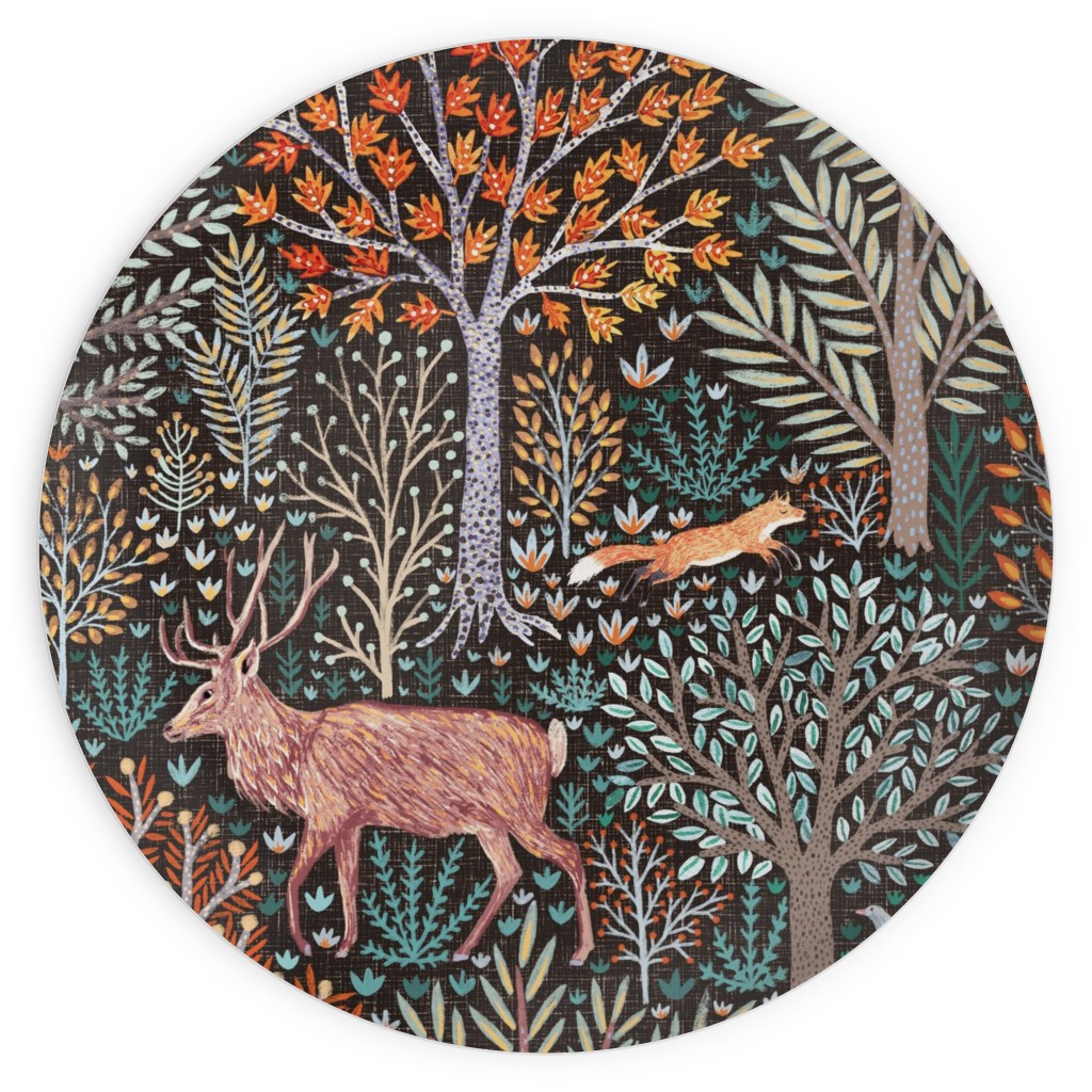 Rustic Fall Forest Animals - Multi Plates, 10x10, Multicolor
