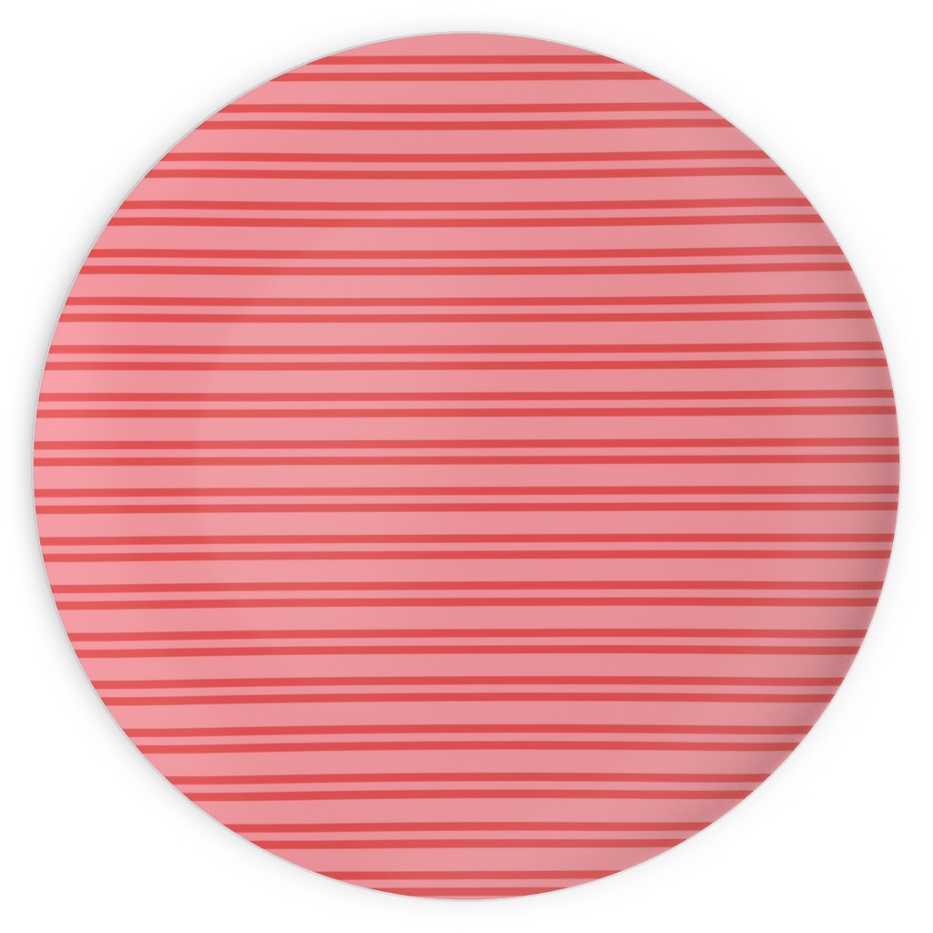 Joyful Stripes - Red and Pink Plates, 10x10, Pink