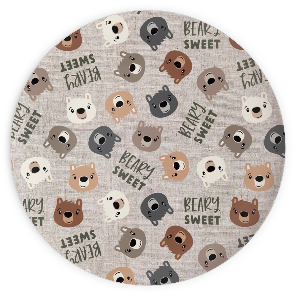 Beary Sweet Bears - Beige Plates, 10x10, Beige