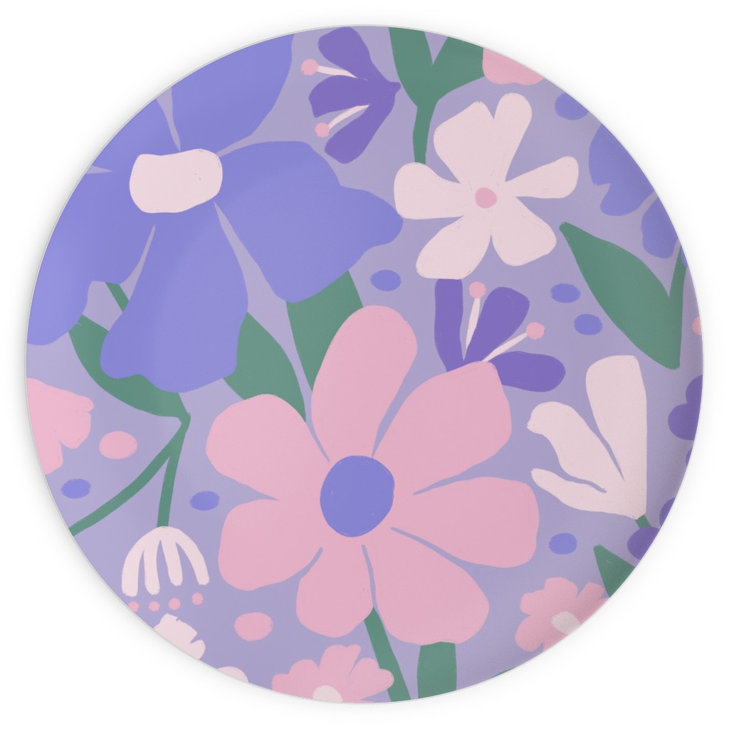 Blooming Garden on Lilac Plates, 10x10, Purple