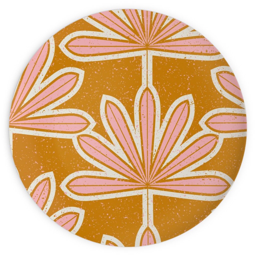 Mid Century Palm Leaf Plates, 10x10, Pink