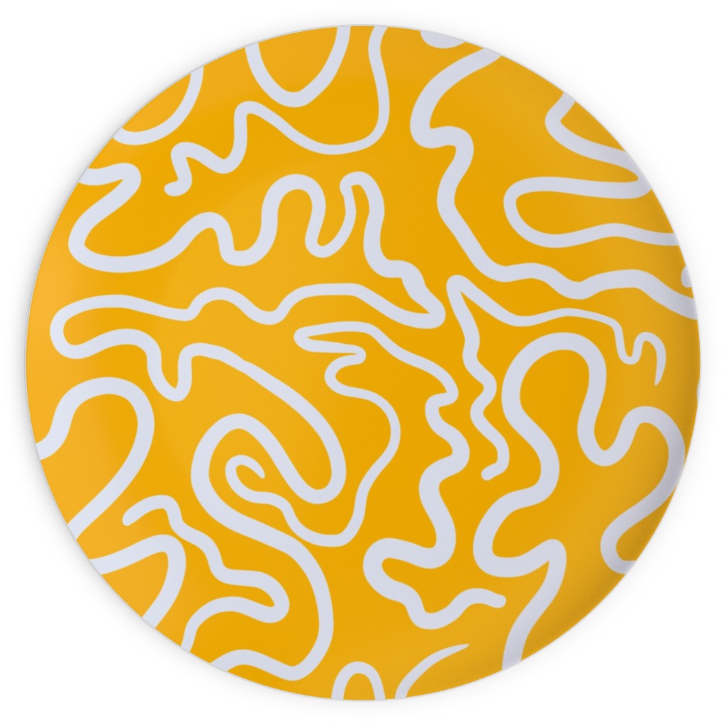 Viens - Yellow Line Abstract Plates, 10x10, Yellow