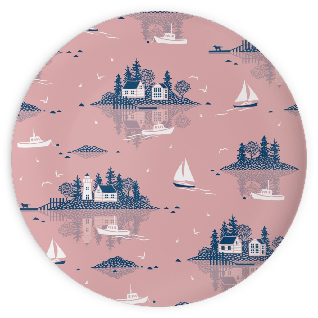 Maine Islands - Muted Pink Plates, 10x10, Pink, Bright Pink