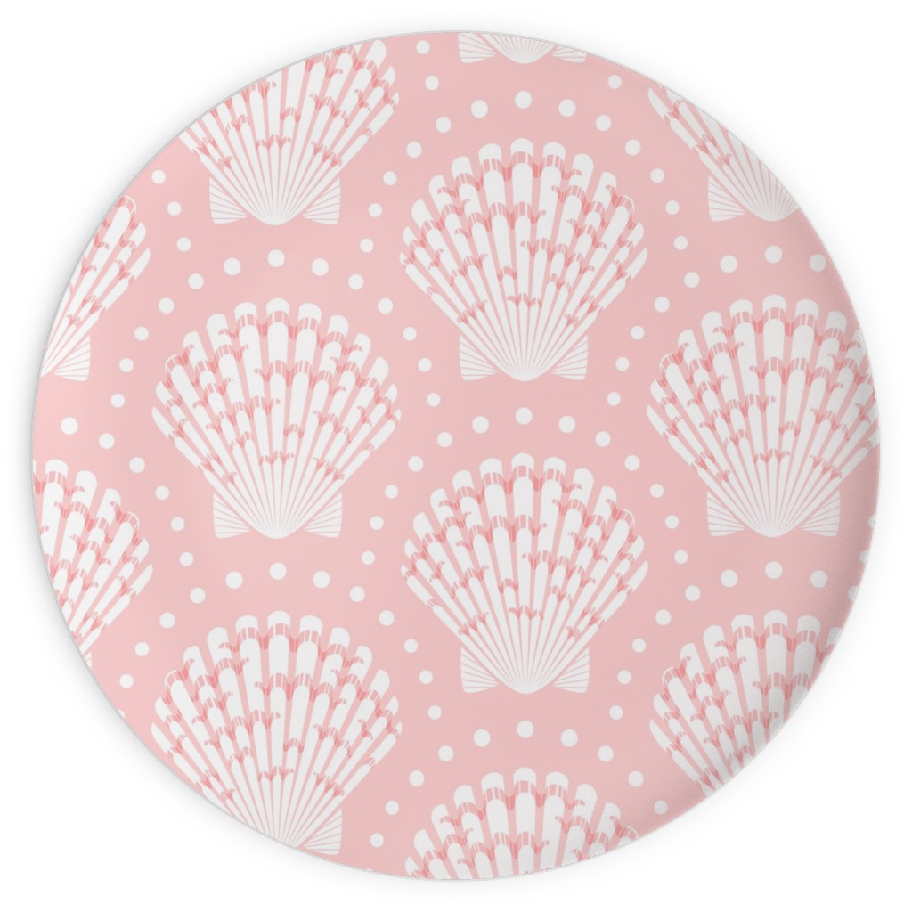 Pretty Scallop Shells - Pink Plates, 10x10, Pink, Bright Pink