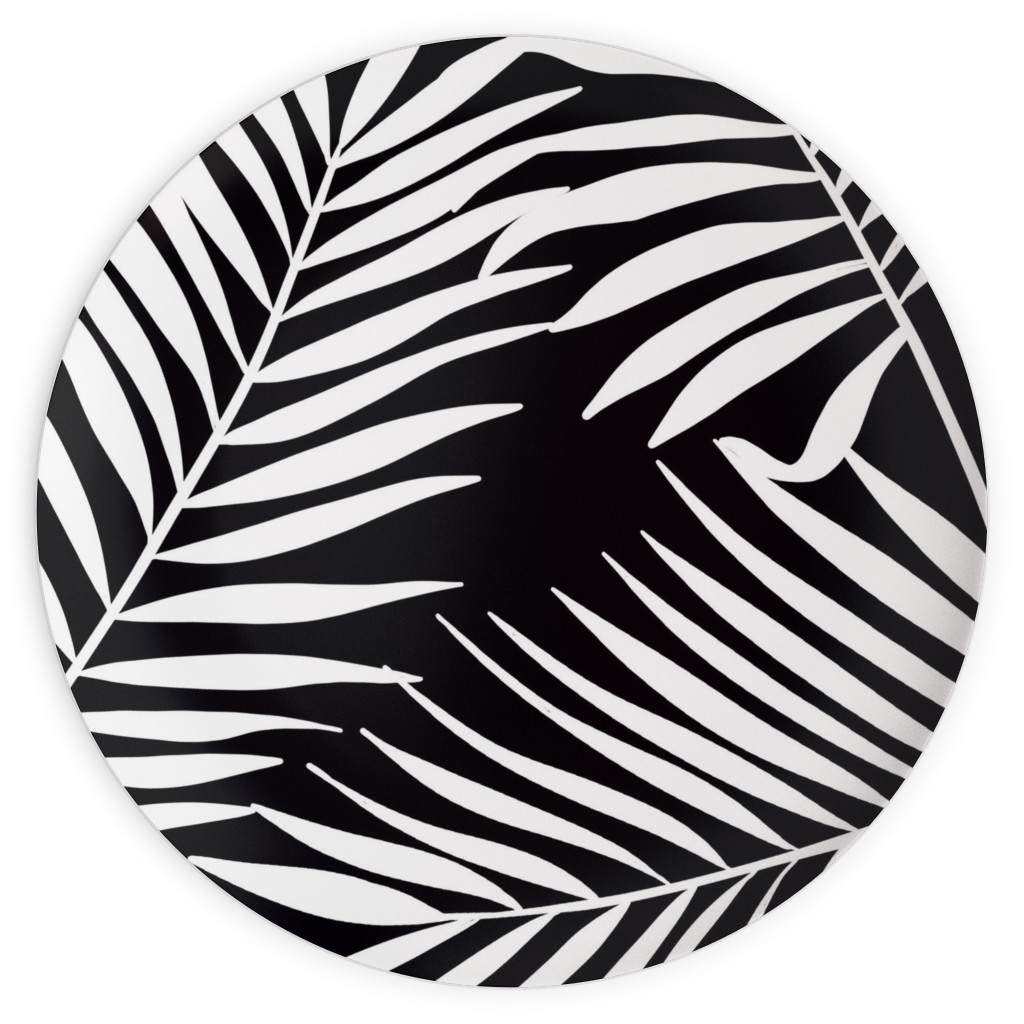 Palm Tree Leaves Plates, 10x10, Black
