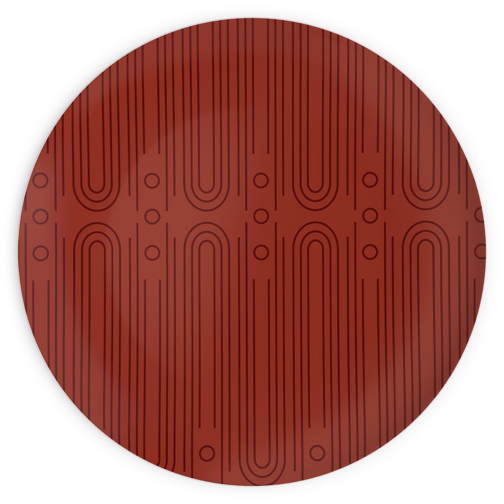Art Deco Arches - Cranberry Plates, 10x10, Red