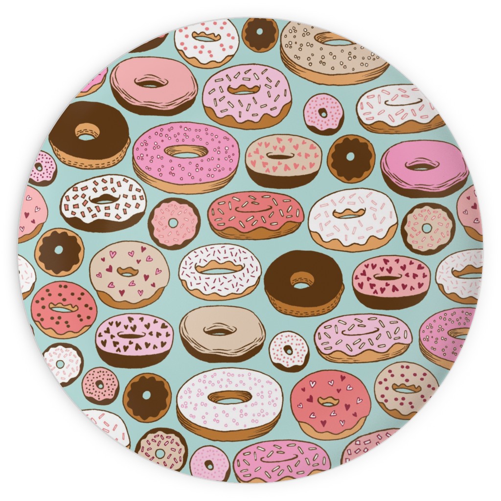Donuts - Blue Plates, 10x10, Multicolor
