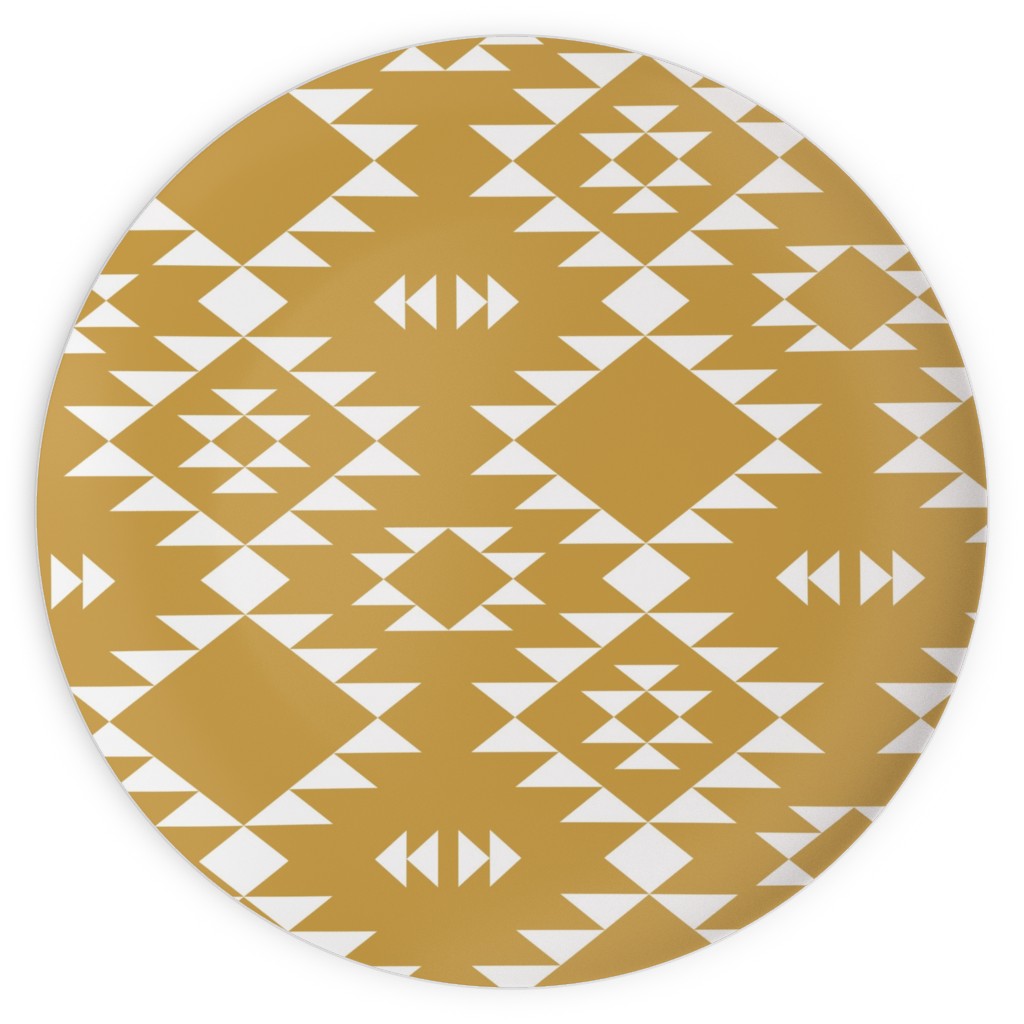 Navajo - Gold White Plates, 10x10, Yellow