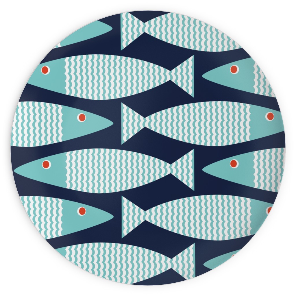 Wavy Bass Plates, 10x10, Blue, Catalina