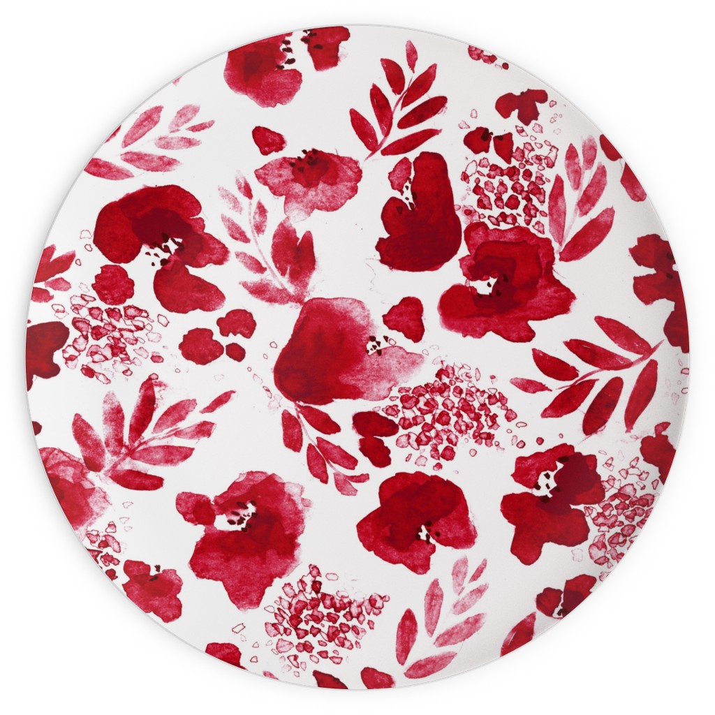 Floret Floral - Red Plates, 10x10, Red