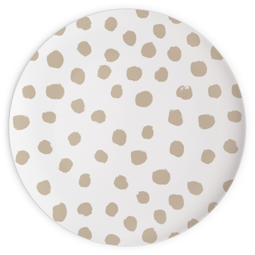 Soft Painted Dots Plates, 10x10, Beige, Wheat