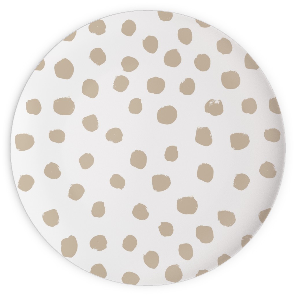 Soft Painted Dots Plates, 10x10, Beige