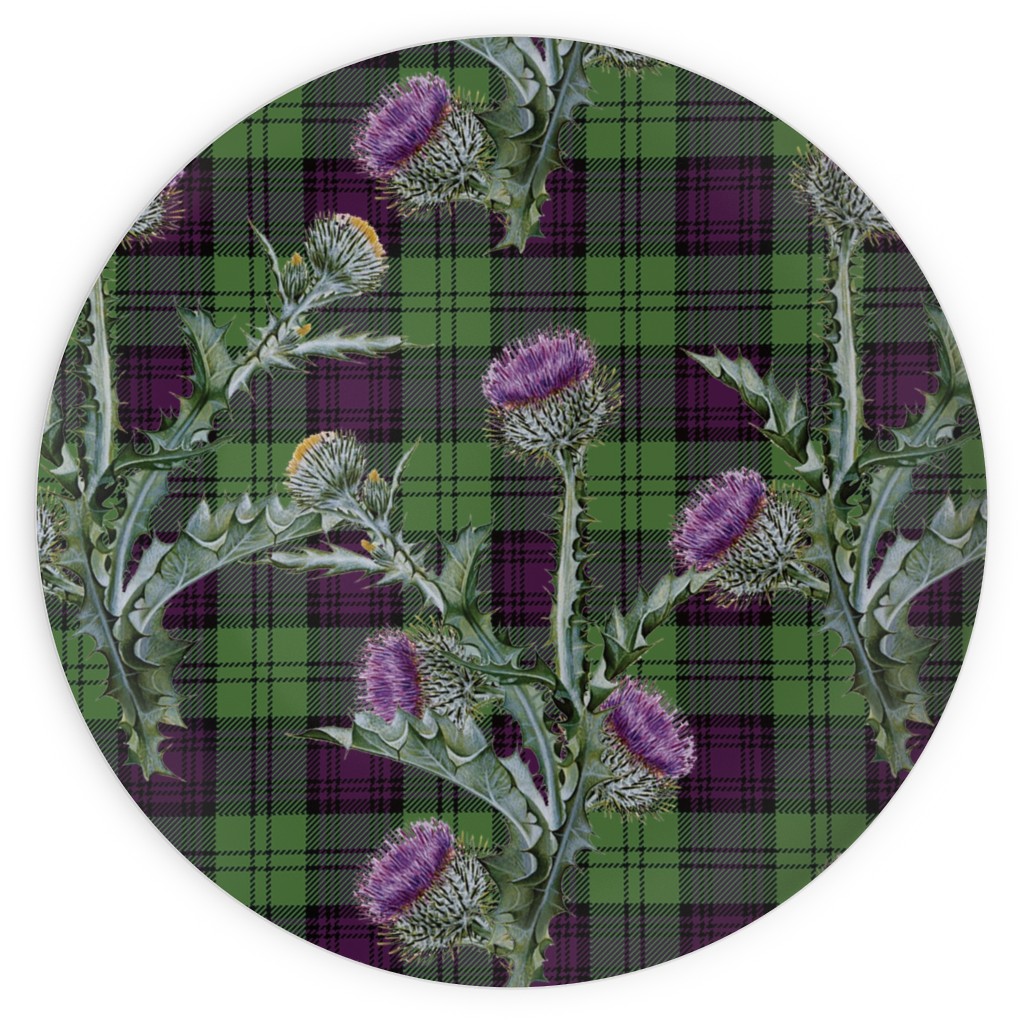 Feochadan Tartan - Green and Purple Plates, 10x10, Green, Classic Green