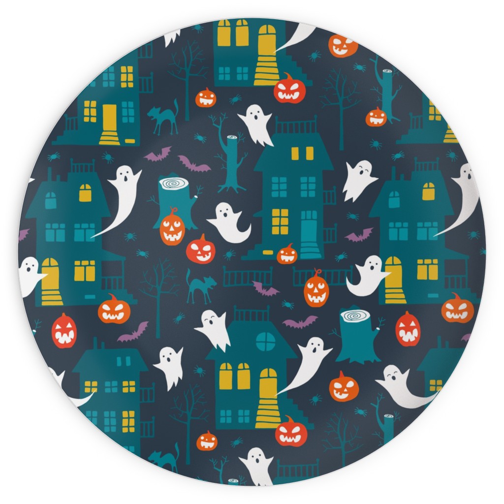 Haunted Halloween Houses - Multi Plates, 10x10, Multicolor