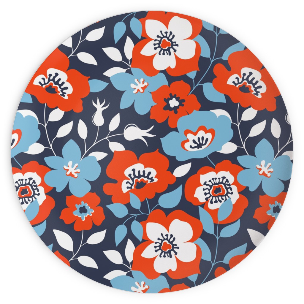 Wild Roses - Multi Plates, 10x10, Blue, True Blue