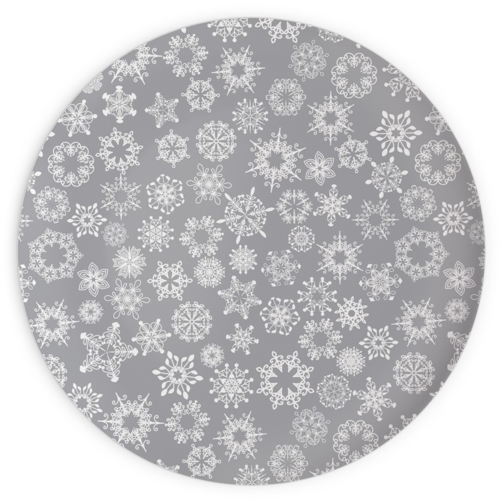 Snowflake Silver Plates, 10x10, Gray