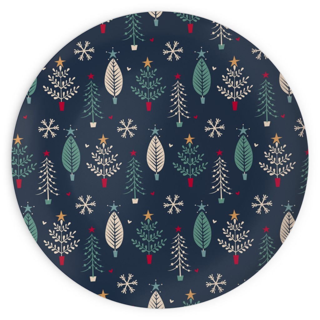 Nordic Christmas Trees - Blue Plates, 10x10, Blue