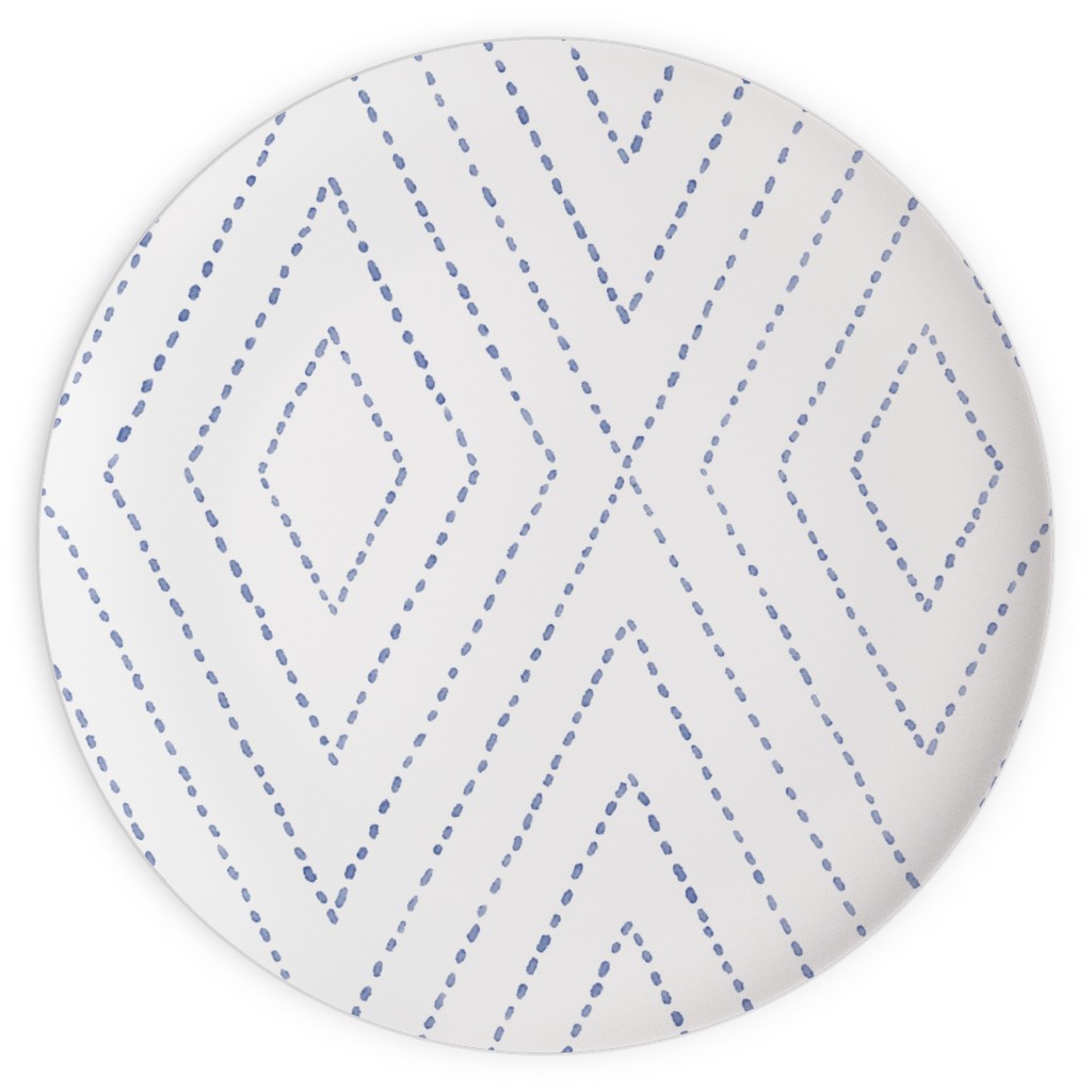Painted Diamond Dash Plates, 10x10, White