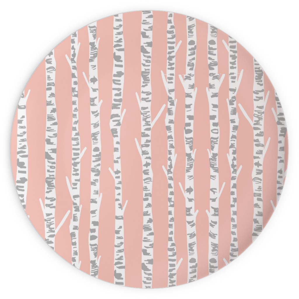 Birch Tree - Pink Plates, 10x10, Pink
