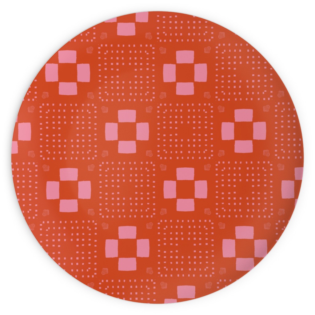 Phlox Garden - Red and Pink Plates, 10x10, Red, Red