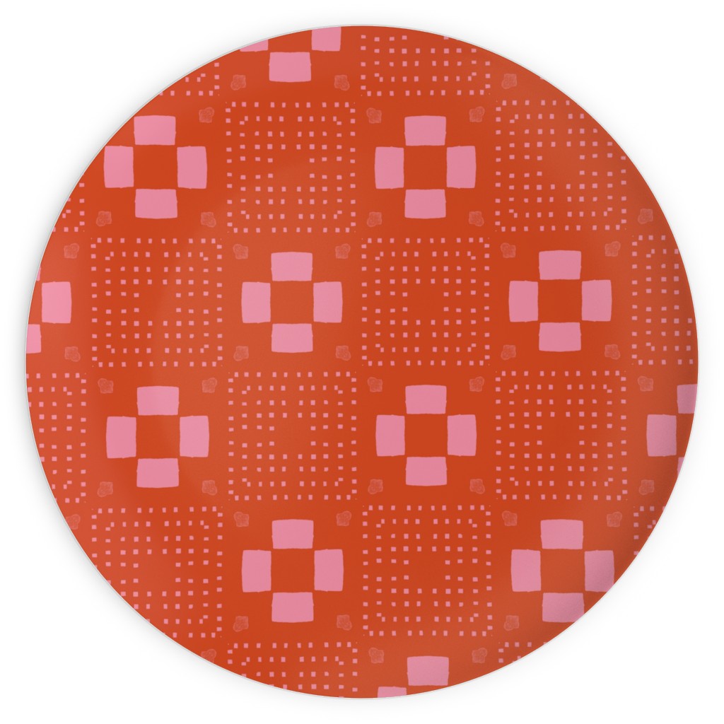 Phlox Garden - Red and Pink Plates, 10x10, Red