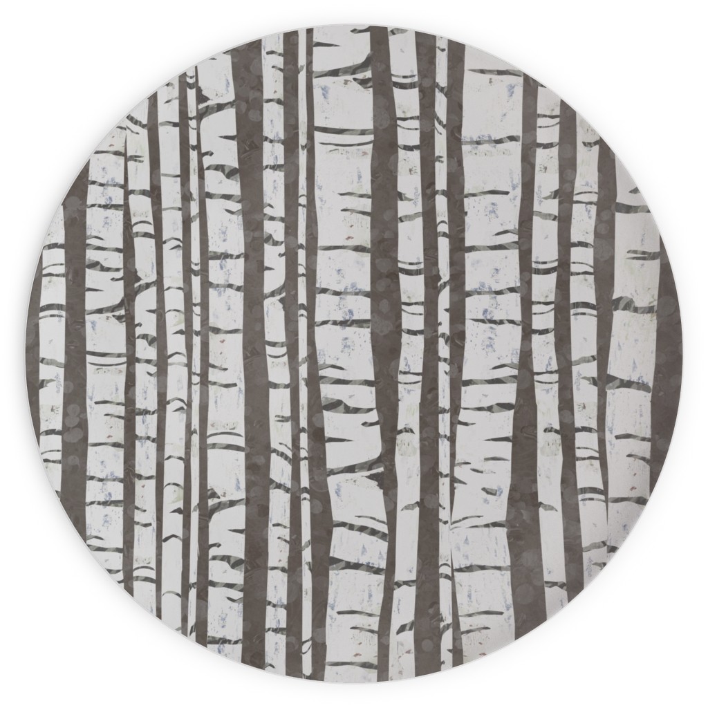 Birch Forest - Gray Plates, 10x10, Gray