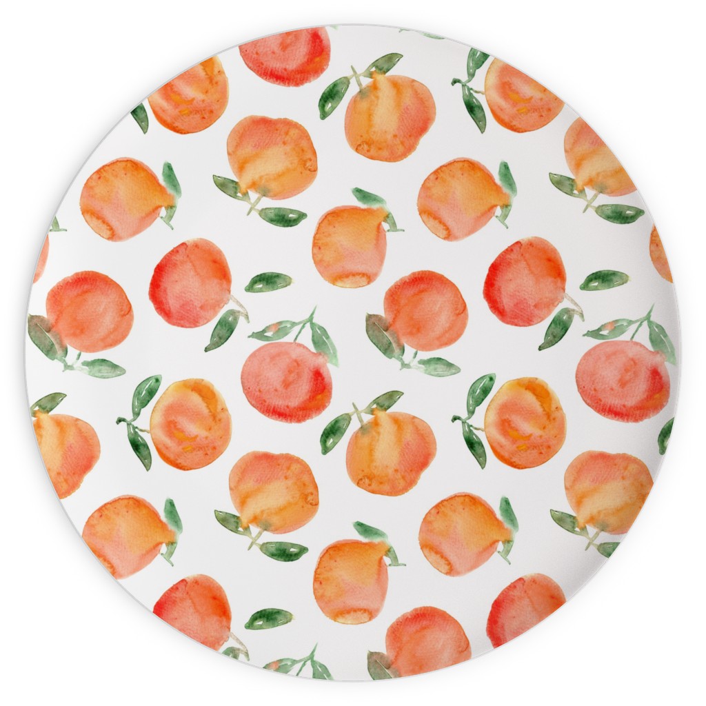 Watercolor Oranges - Orange Plates, 10x10, Orange