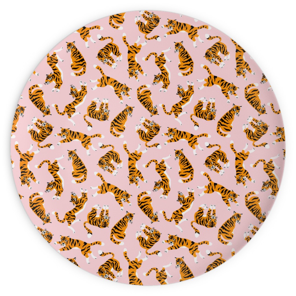 Tigers on Pink Backround Plates, 10x10, Pink