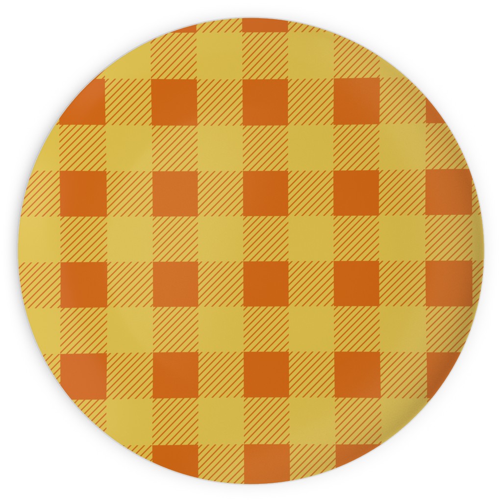 Buffalo Checked Plaid Plates, 10x10, Yellow, Marigold