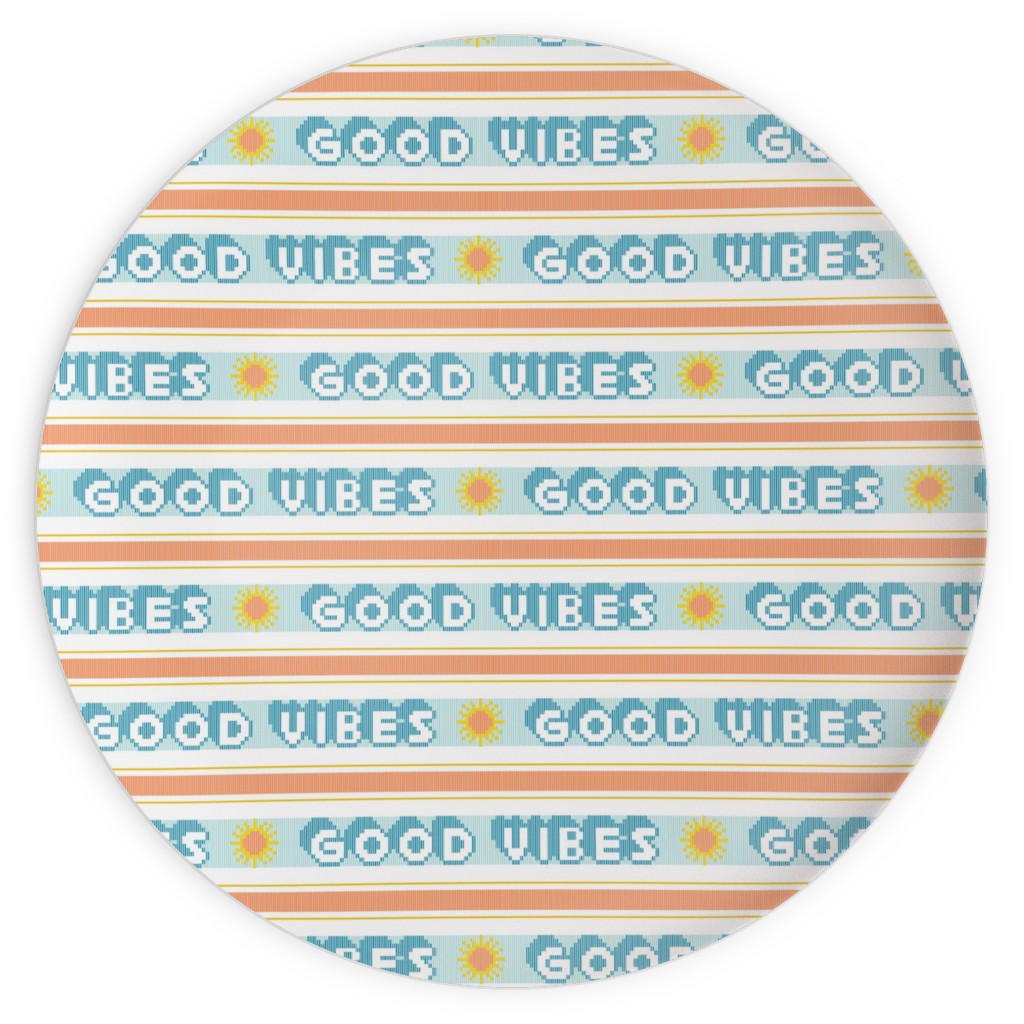 Good Vibes Vintage Typography Plates, 10x10, Orange