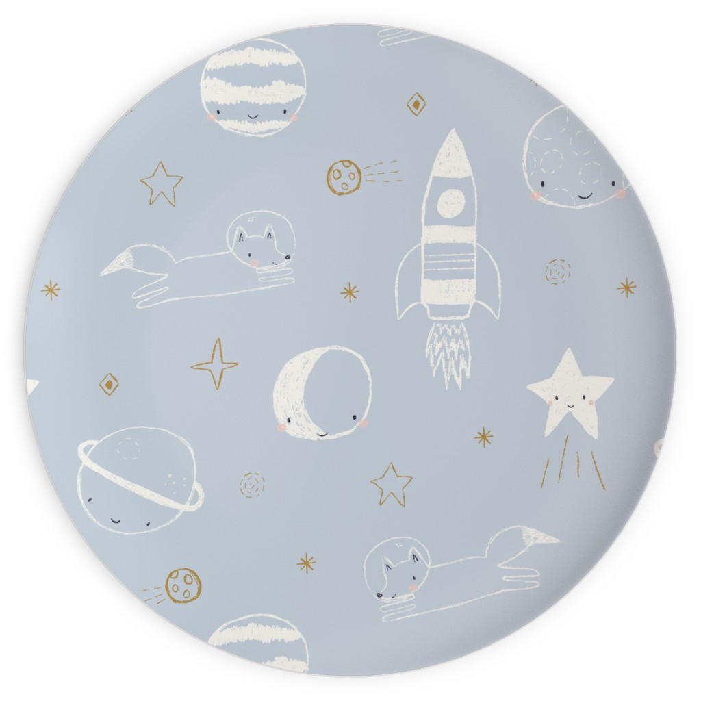 Space Adventure - Blue Plates, 10x10, Blue, True Blue