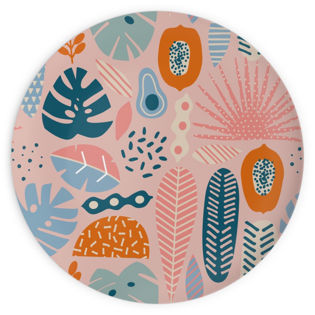 Retro Tropical Pattern Plates, 10x10, Multicolor