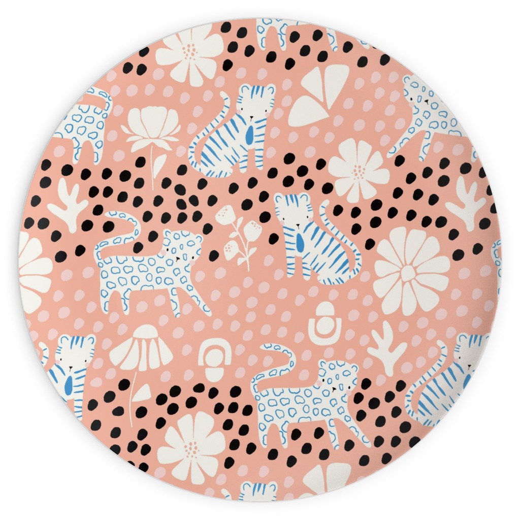 Jungle Cats - Pink Plates, 10x10, Pink