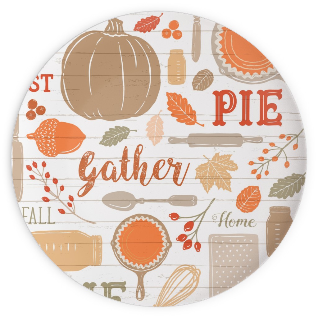Gather Round & Give Thanks - a Fall Festival of Food, Fun, Family, Friends, and Pie! Plates, 10x10, Orange