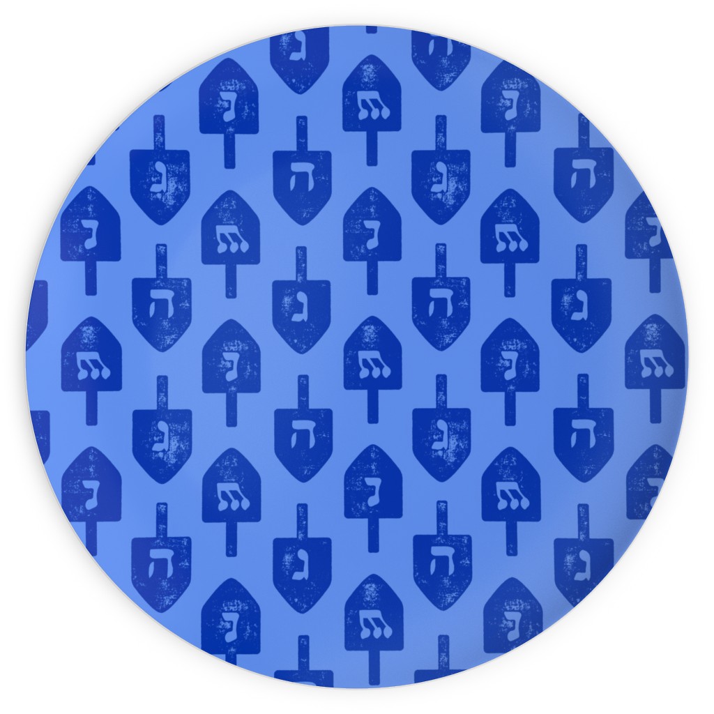 Dreidel - Blue Plates, 10x10, Blue