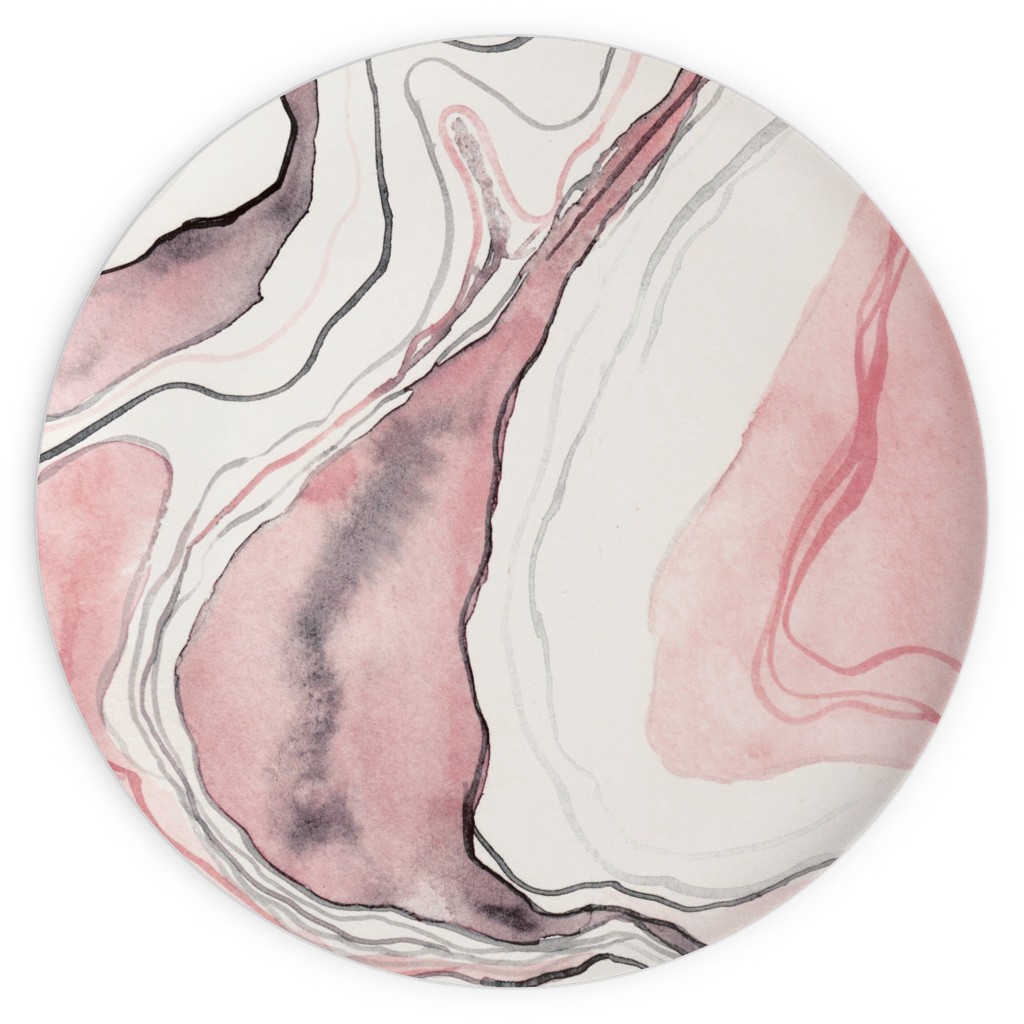 Marbled Watercolor Stone - Pink Plates, 10x10, Pink