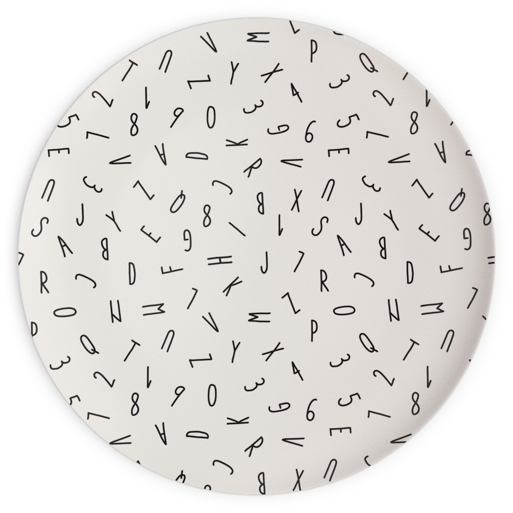 Little Alphabet - Ivory and Black Plates, 10x10, Beige