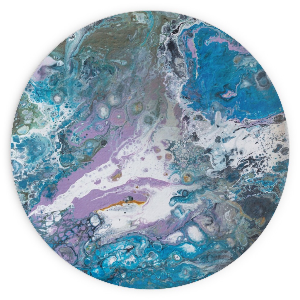 Flow Painting - Blue Plates, 10x10, Blue, True Blue