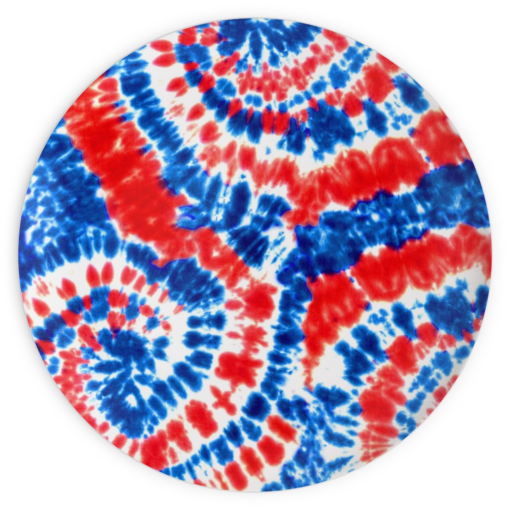 Tie Dye - Blue, Red and White Plates, 10x10, Multicolor
