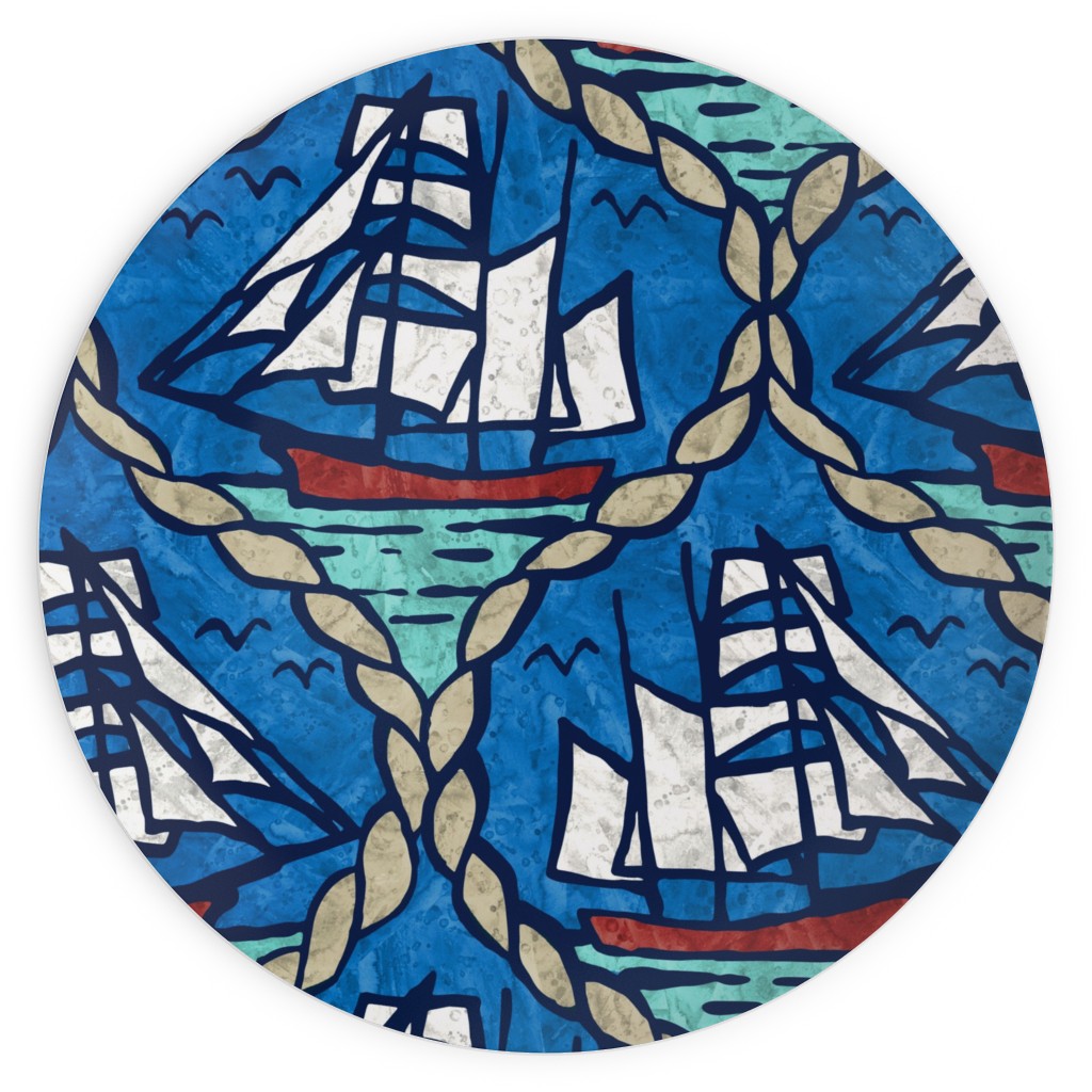 Maritime Plates, 10x10, Blue