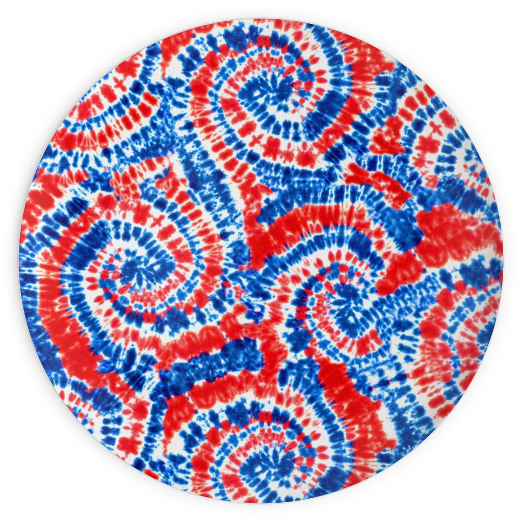Tie Dye - Red White and Blue Plates, 10x10, Multicolor