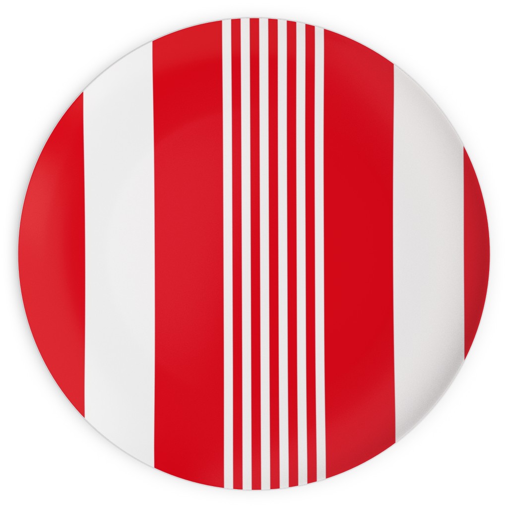 Turkish Stripes Vertical- Canada Day - Red and White Plates, 10x10, Red