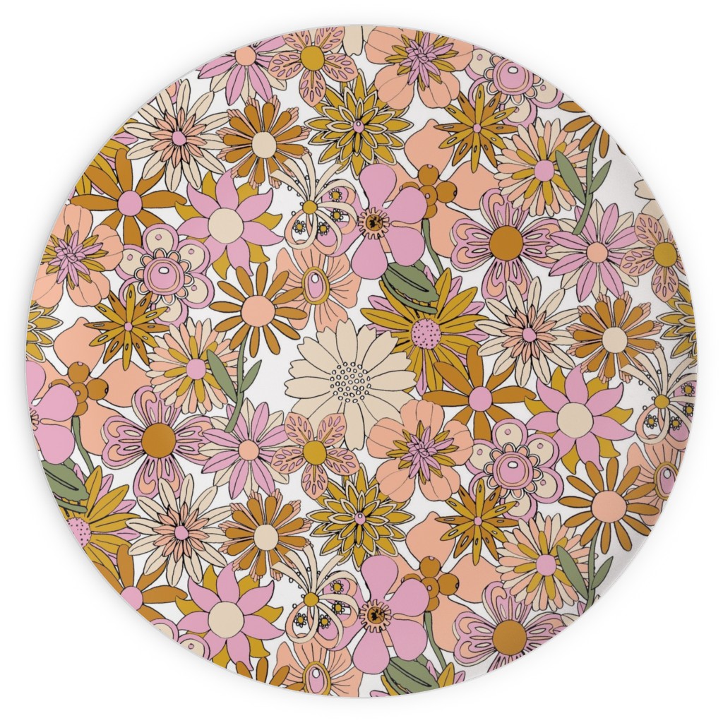 Chelsea Vintage Floral Garden - Pink Plates, 10x10, Pink