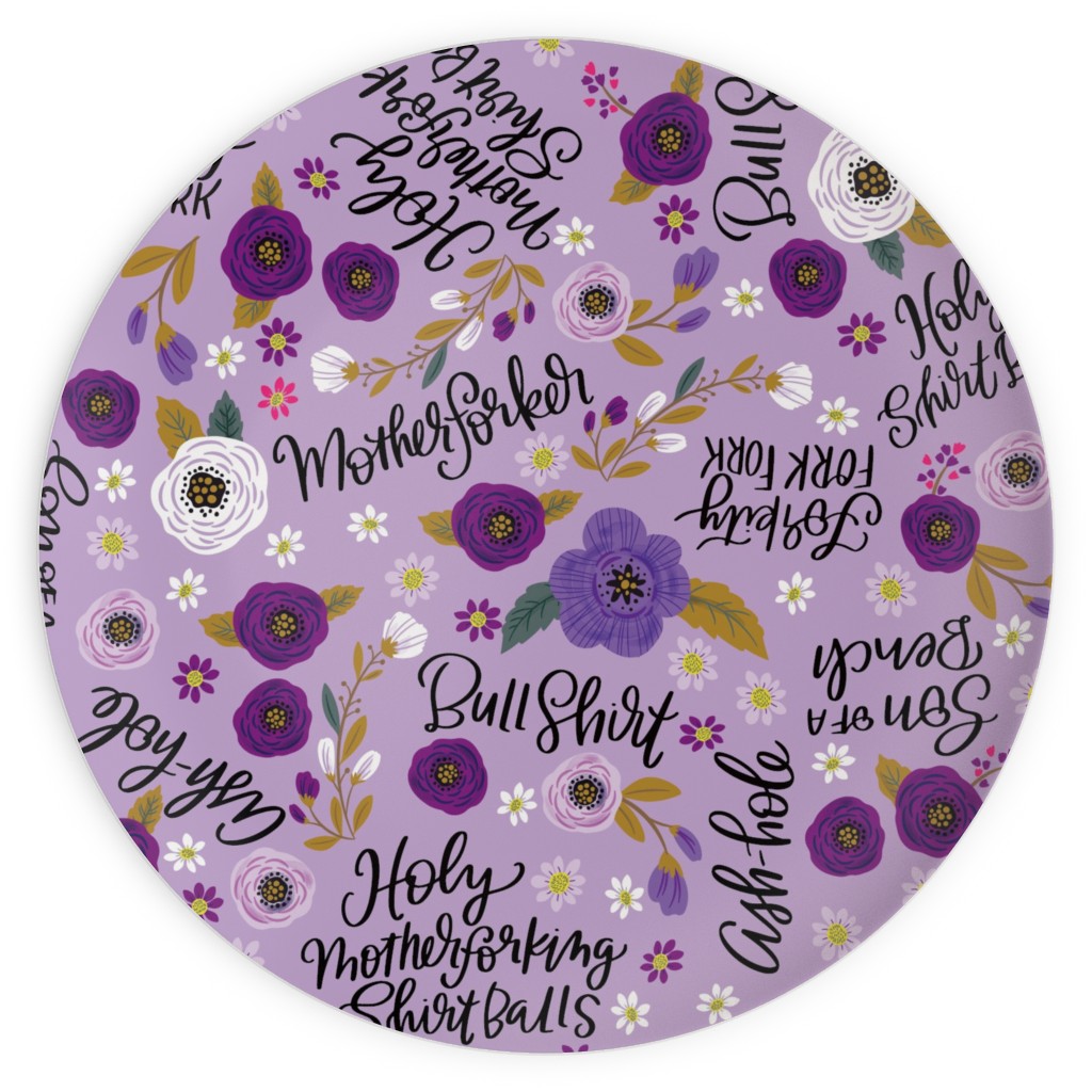 Cute & Not so Sweary - Purple Plates, 10x10, Purple, Purple