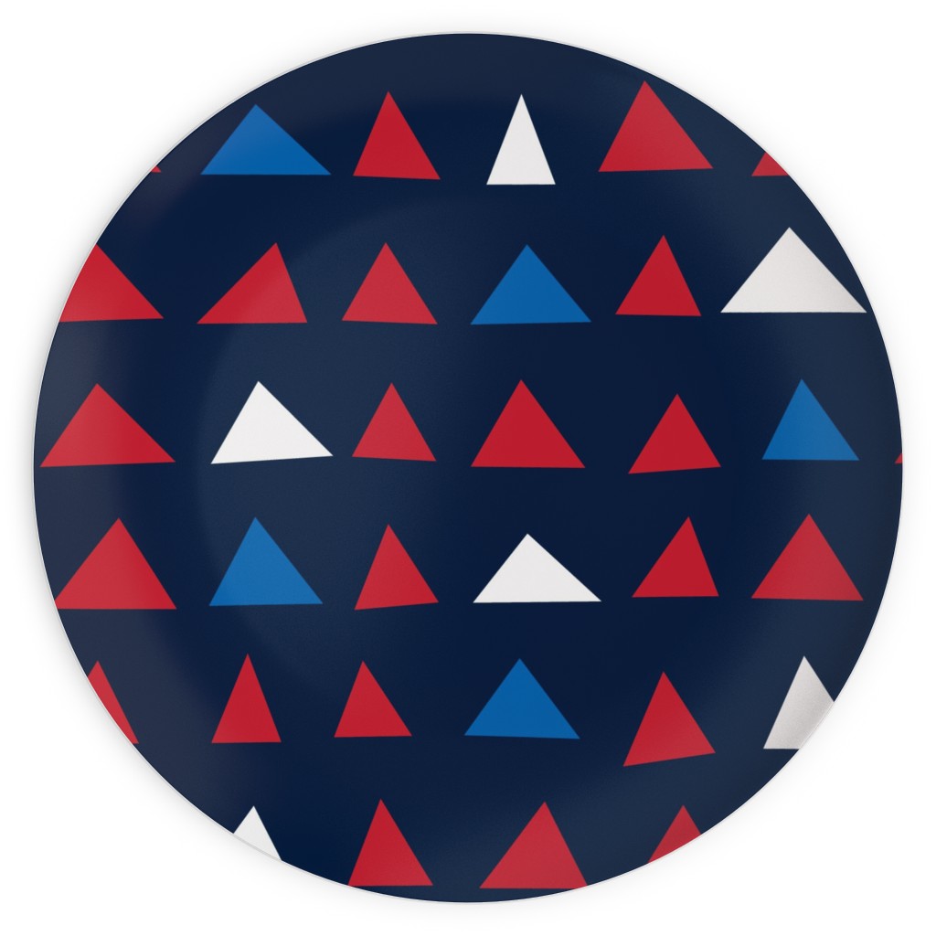 Triangles - Red White and Blue Plates, 10x10, Blue
