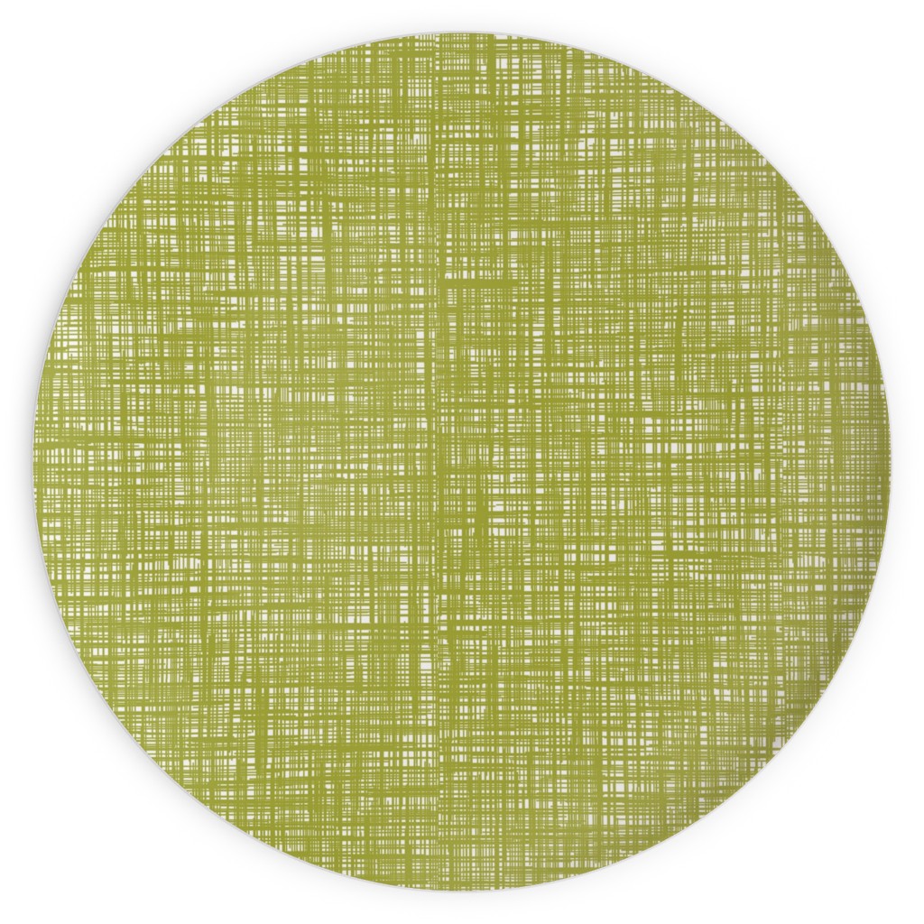 Linen Hatch Texture - Green Plates, 10x10, Green