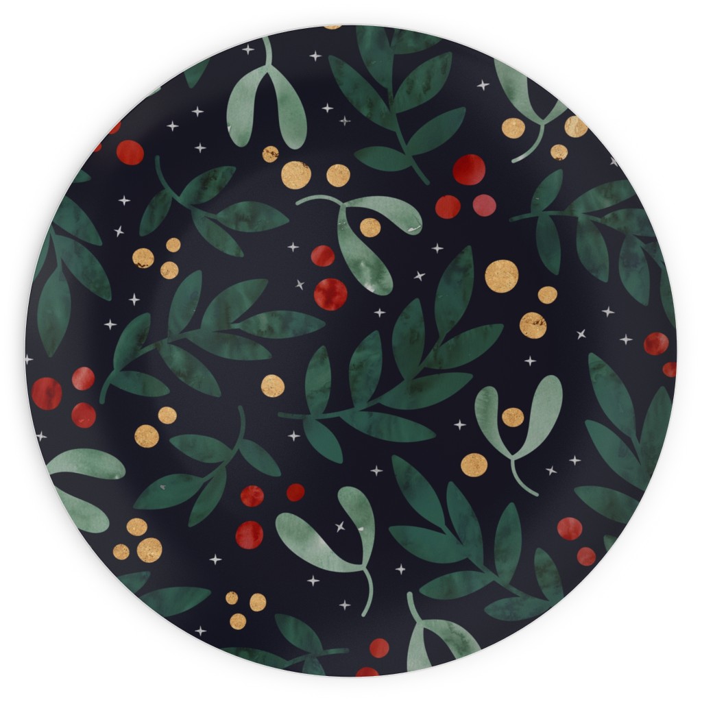 Christmas Berries - Dark Plates, 10x10, Green, Classic Green