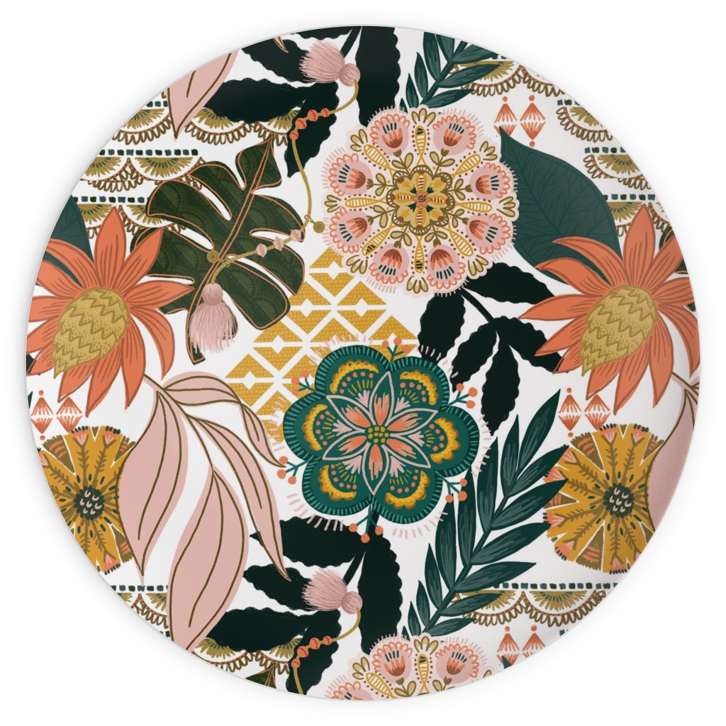 Boho Tropical - Floral - Multi Light Plates, 10x10, Multicolor