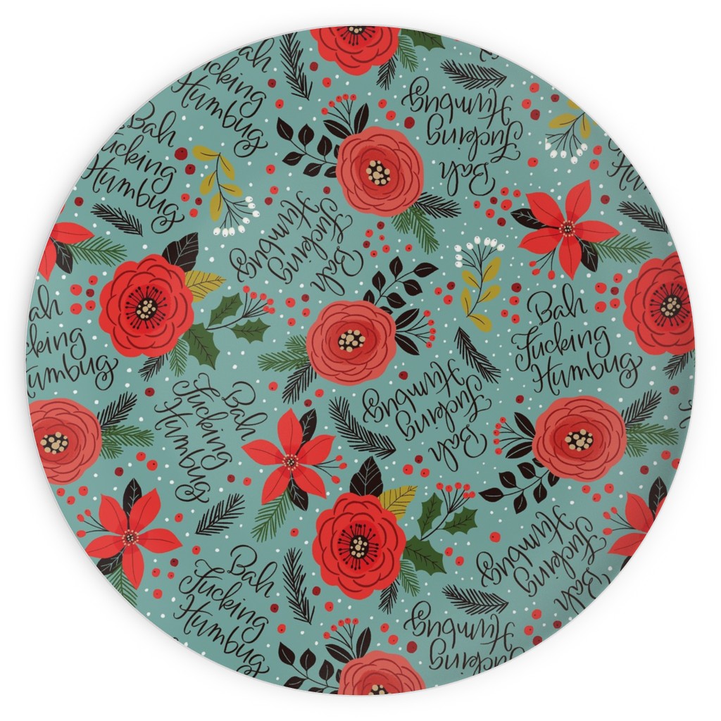 Bah Fucking Humbug Plates, 10x10, Green, Classic Green