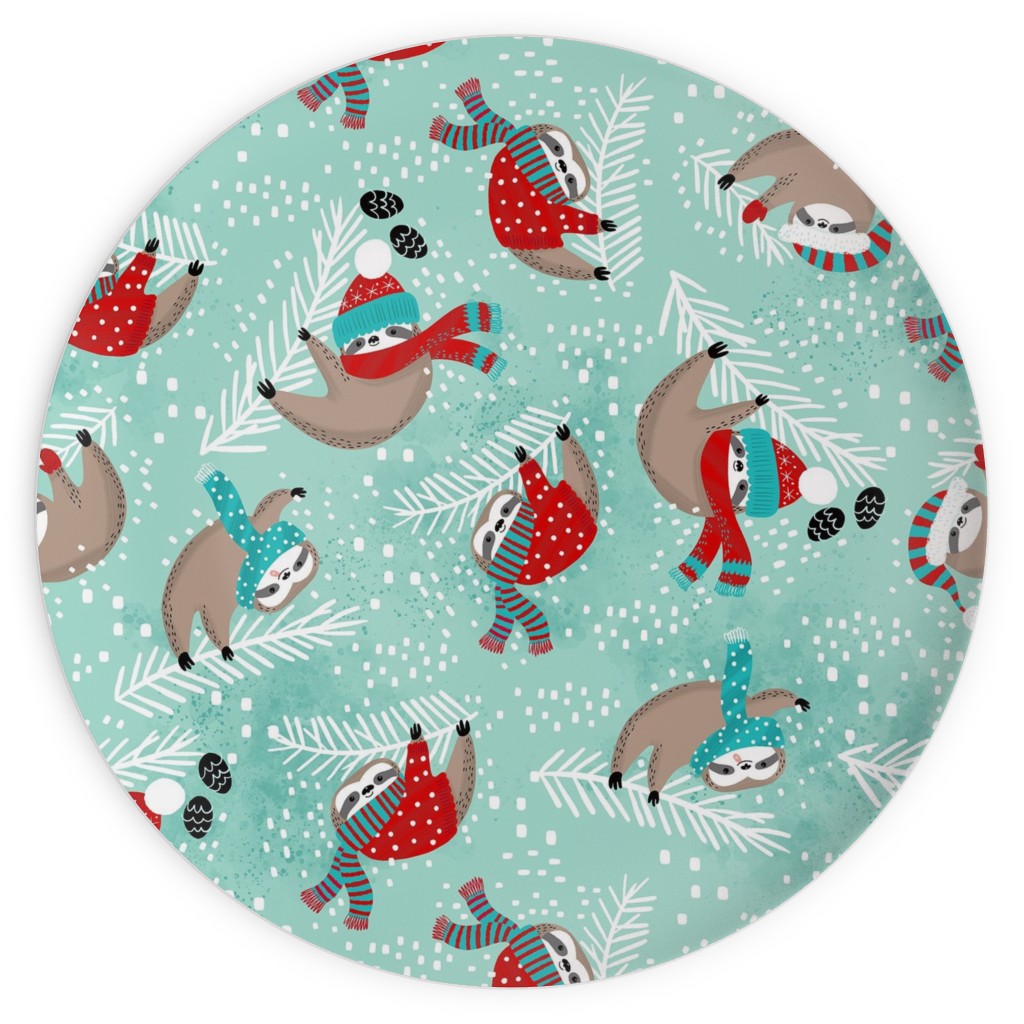 Snowy Sloths - Multi Plates, 10x10, Multicolor